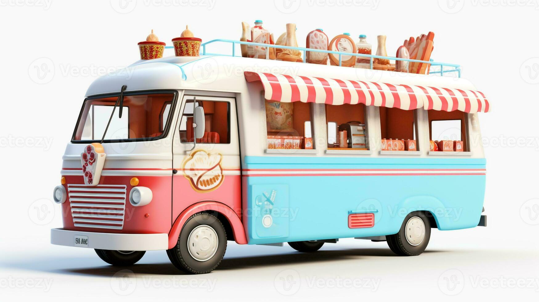 Displaying a 3D miniature Ice Cream Truck. Generative AI photo