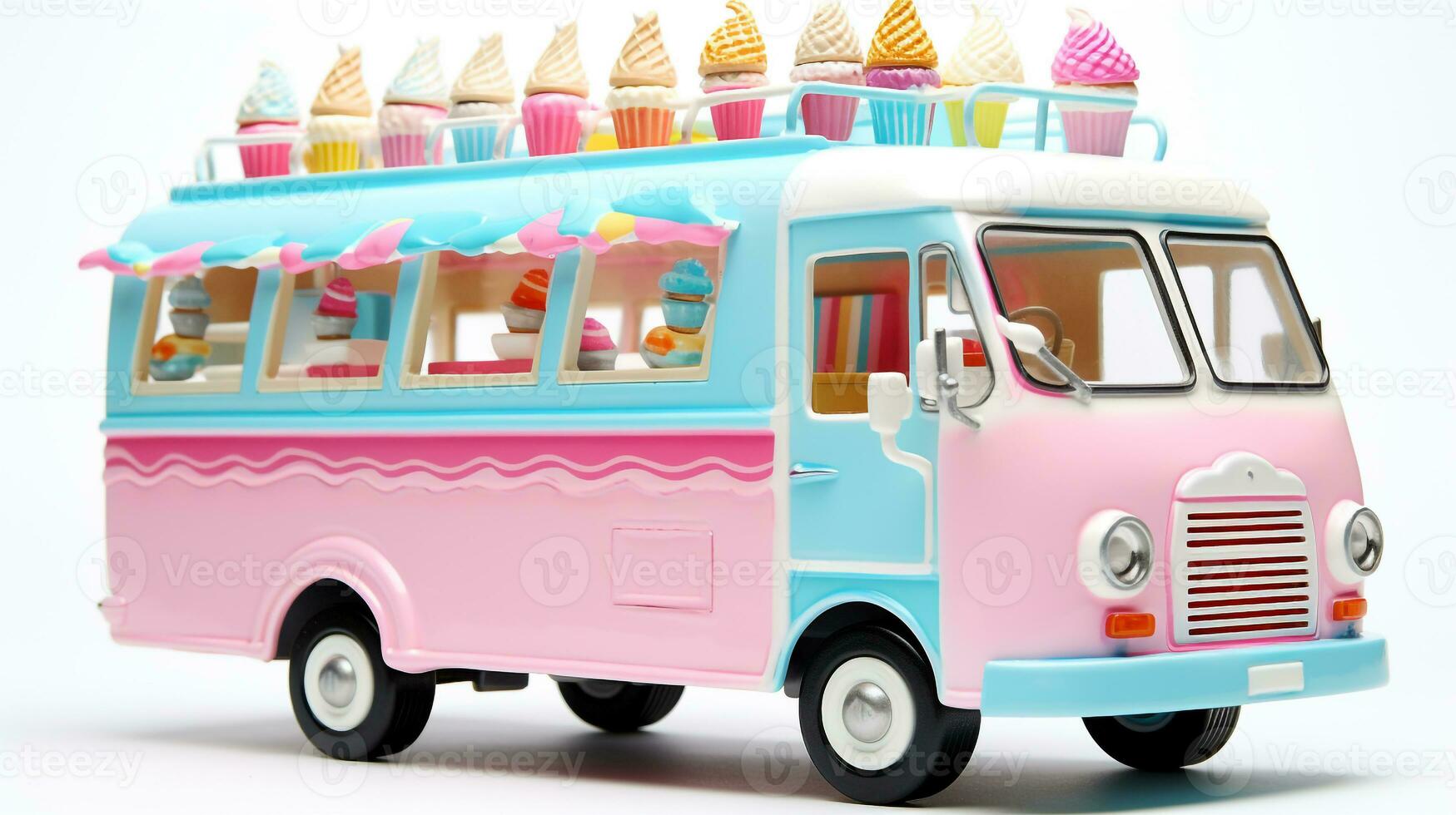 Displaying a 3D miniature Ice Cream Truck. Generative AI photo