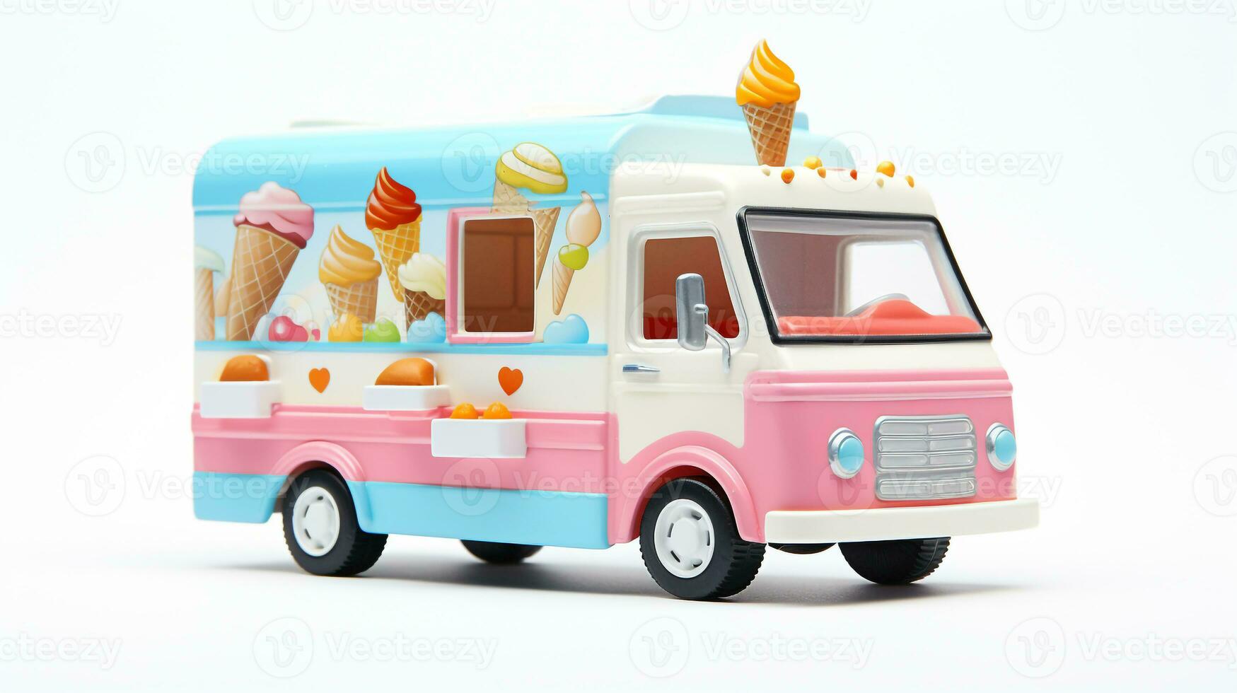 Displaying a 3D miniature Ice Cream Truck. Generative AI photo