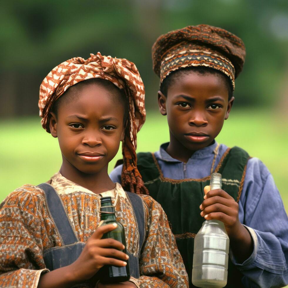 central africano americano niños foto
