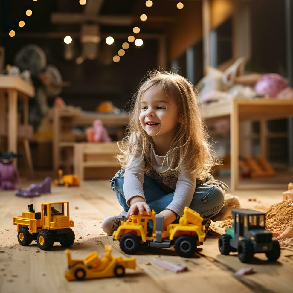 Girl operating construction machinery photo