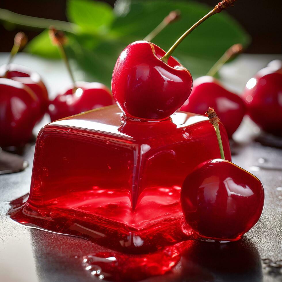 Glistening cherry jelly texture photo