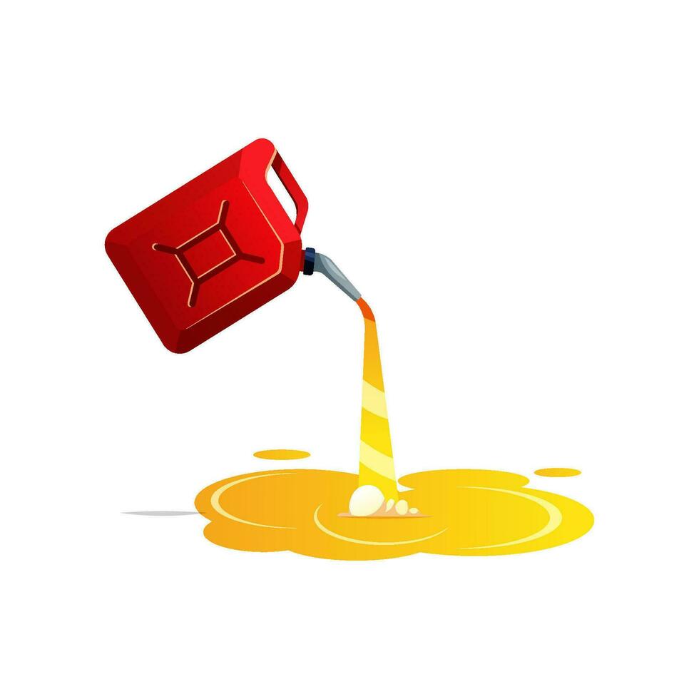 Pour gasoline canister.Red jerrycan with fuel. vector