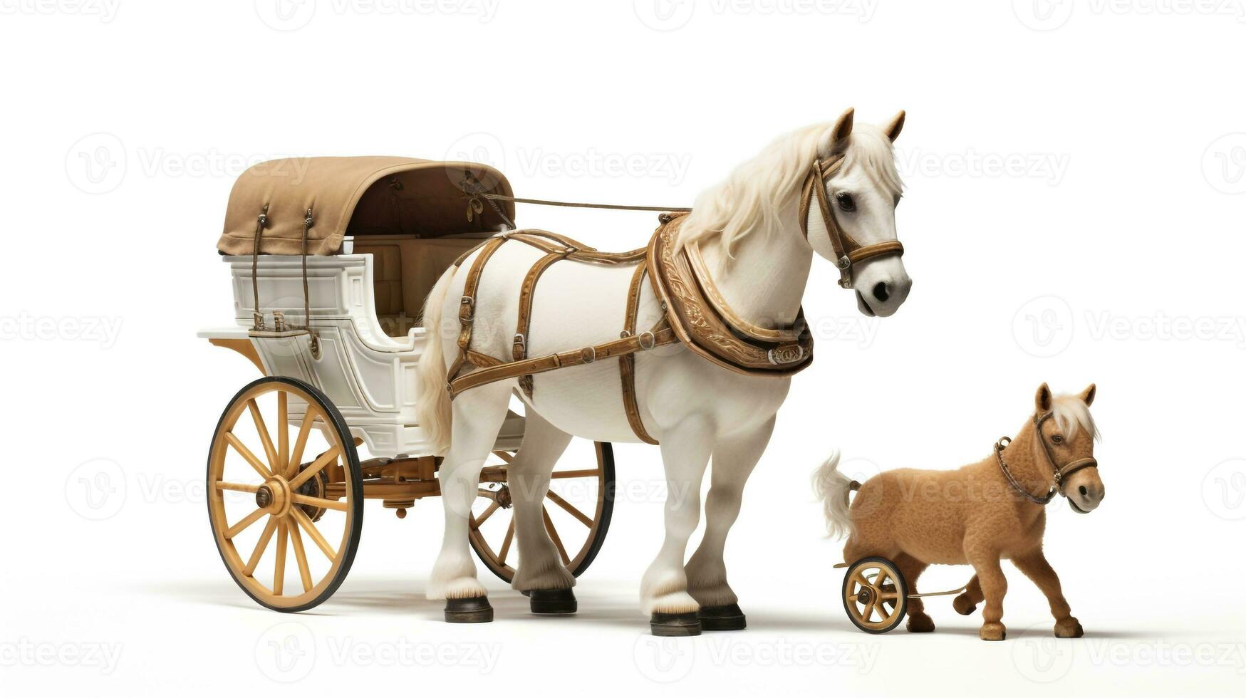 Displaying a 3D miniature Horse and Carriage. Generative AI photo