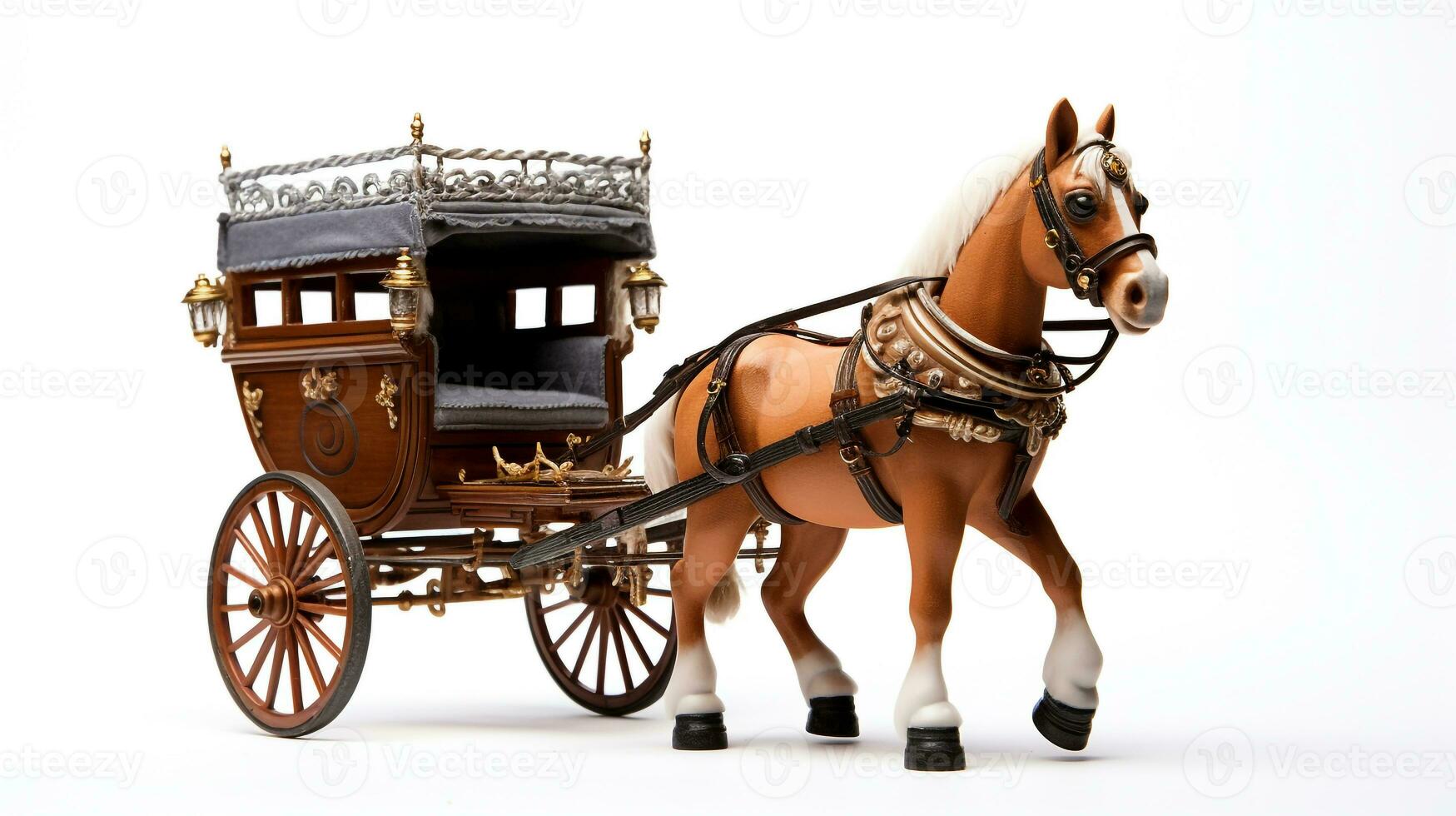 Displaying a 3D miniature Horse and Carriage. Generative AI photo