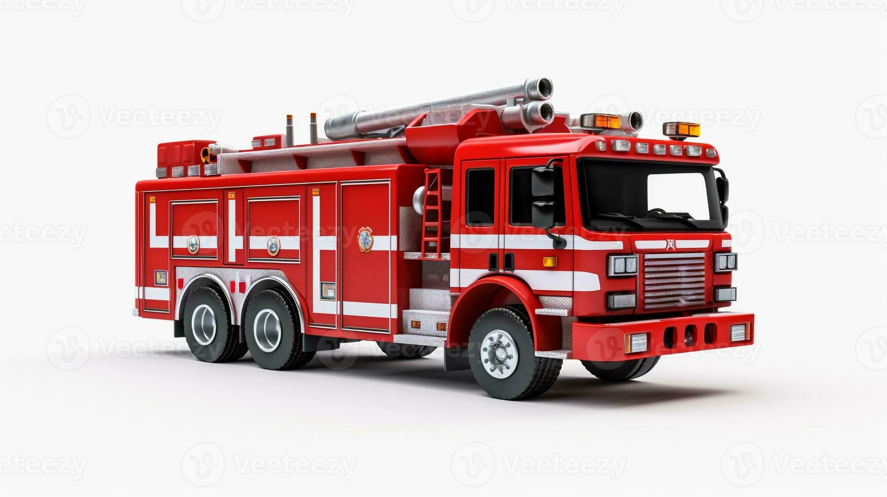 Displaying a 3D miniature Firetruck. Generative AI photo