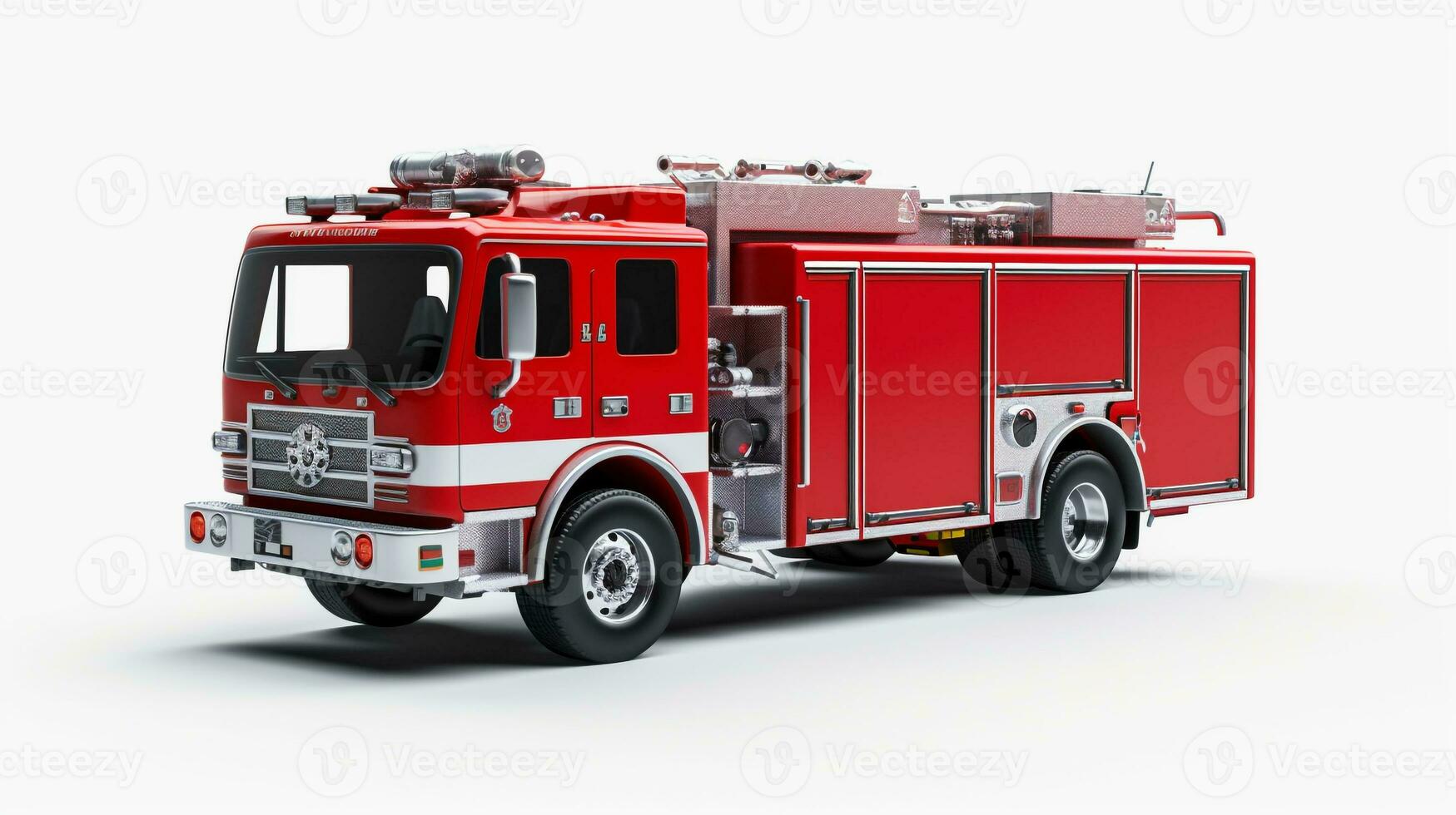 Displaying a 3D miniature Firetruck. Generative AI photo