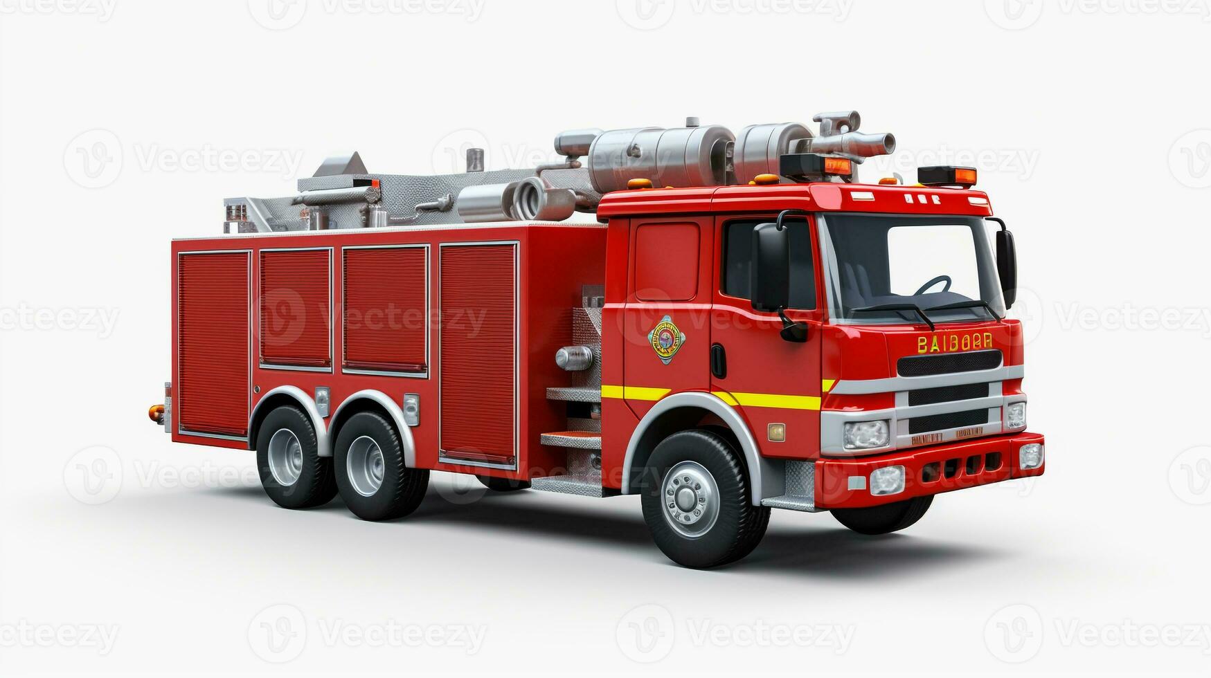 Displaying a 3D miniature Firetruck. Generative AI photo