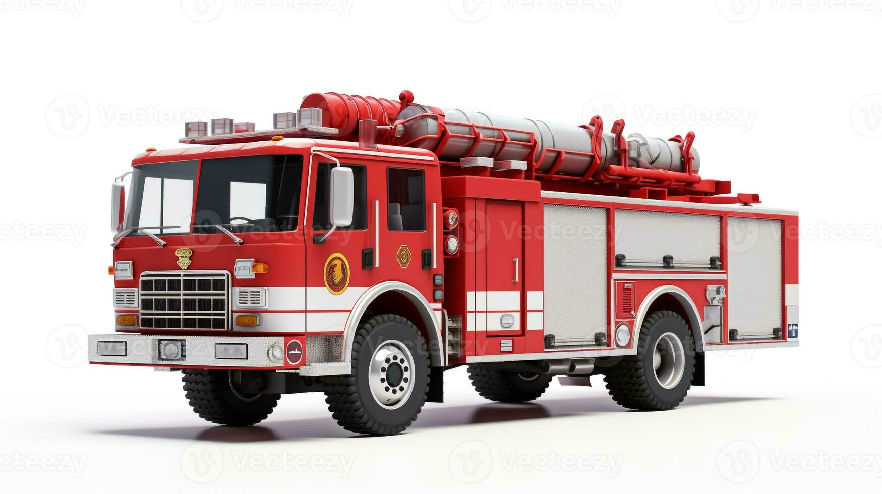 Displaying a 3D miniature Firetruck. Generative AI photo