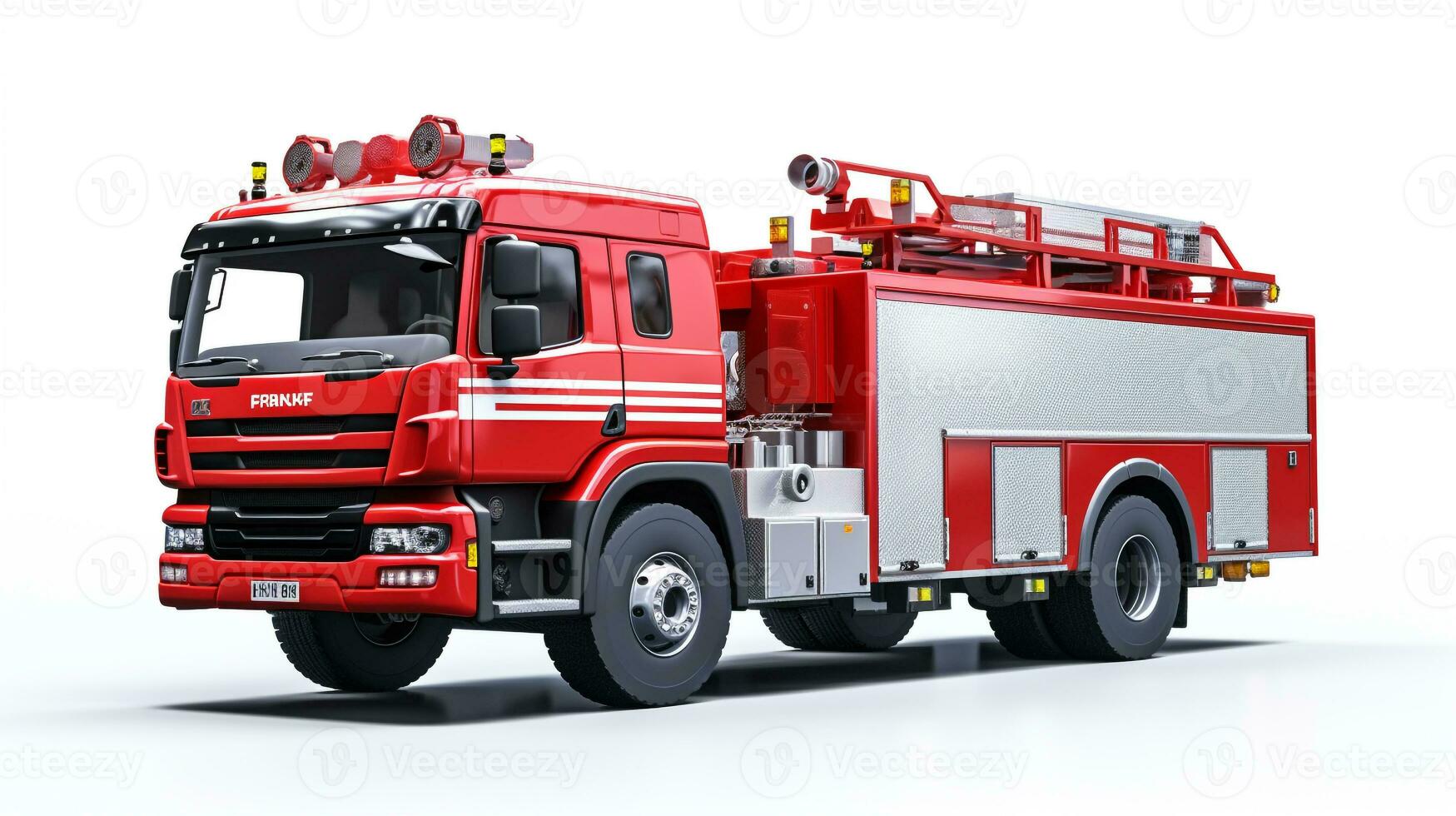 Displaying a 3D miniature Firetruck. Generative AI photo