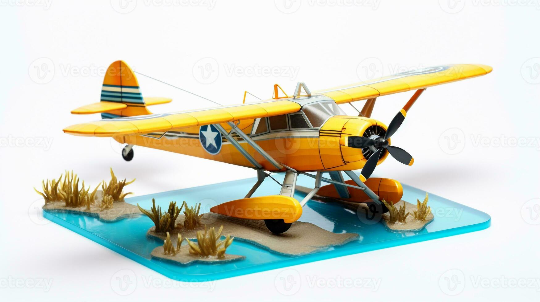 Displaying a 3D miniature Floatplane. Generative AI photo