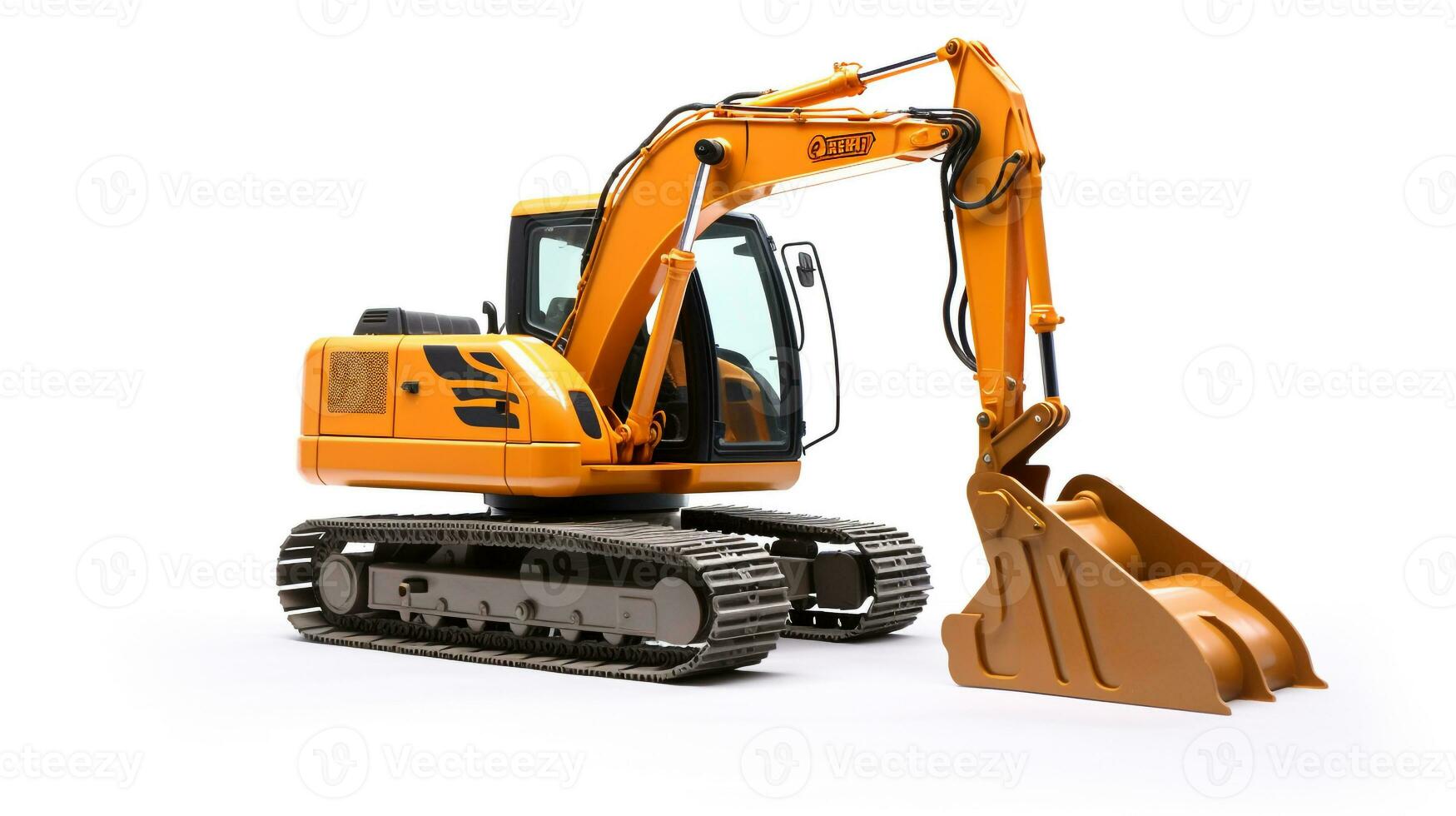 Displaying a 3D miniature Excavator. Generative AI photo