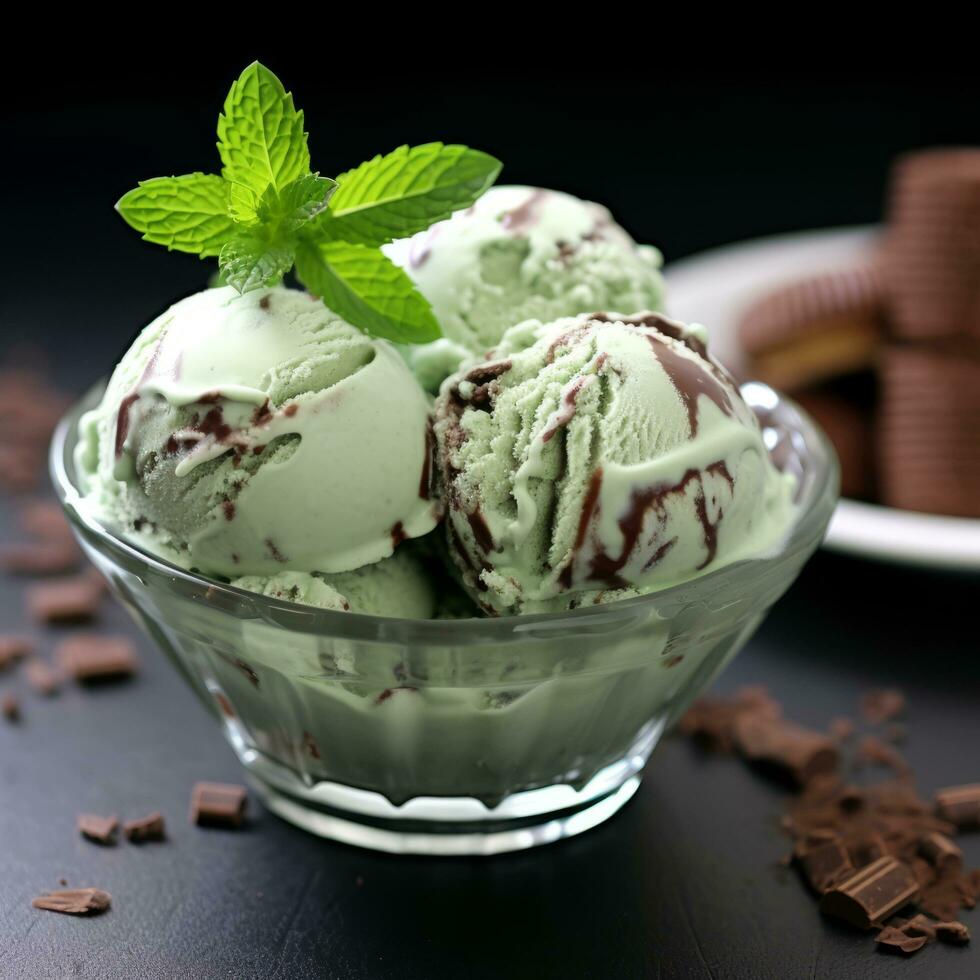 Mint chocolate ice cream photo