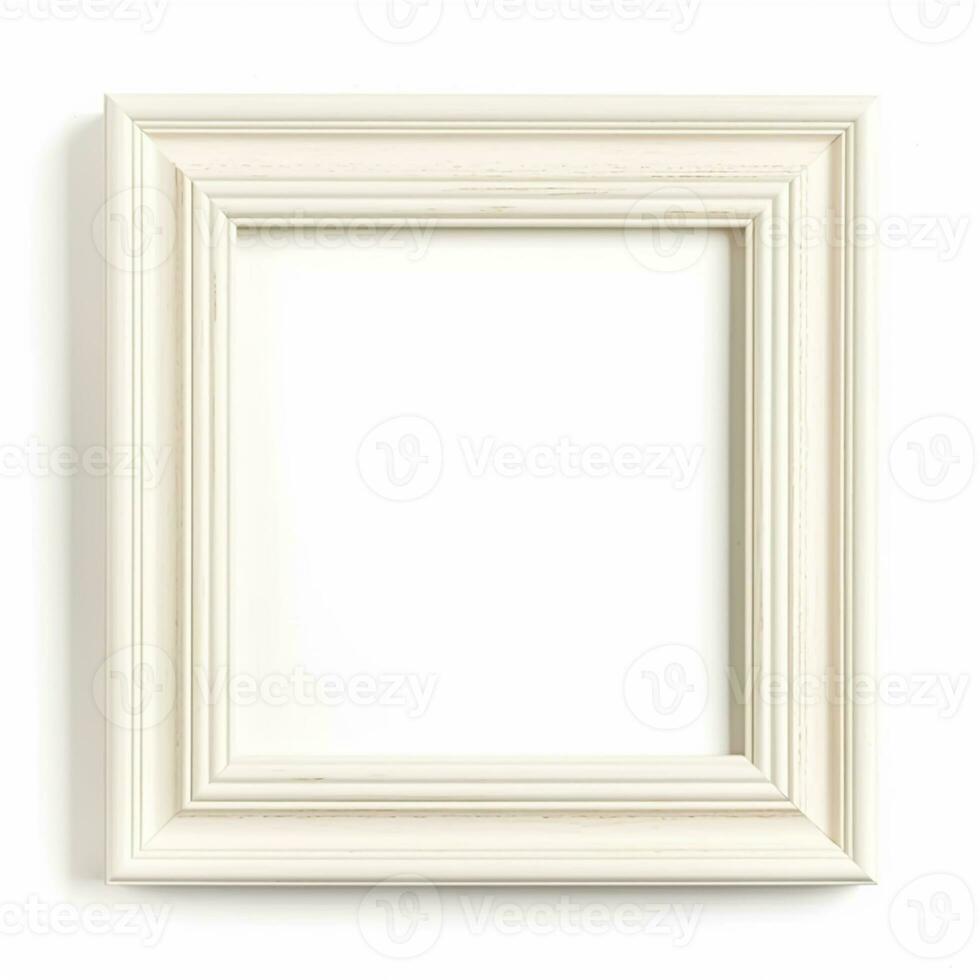 Empty vintage white wood square frame isolated on white background for wall art mockup, generative ai photo