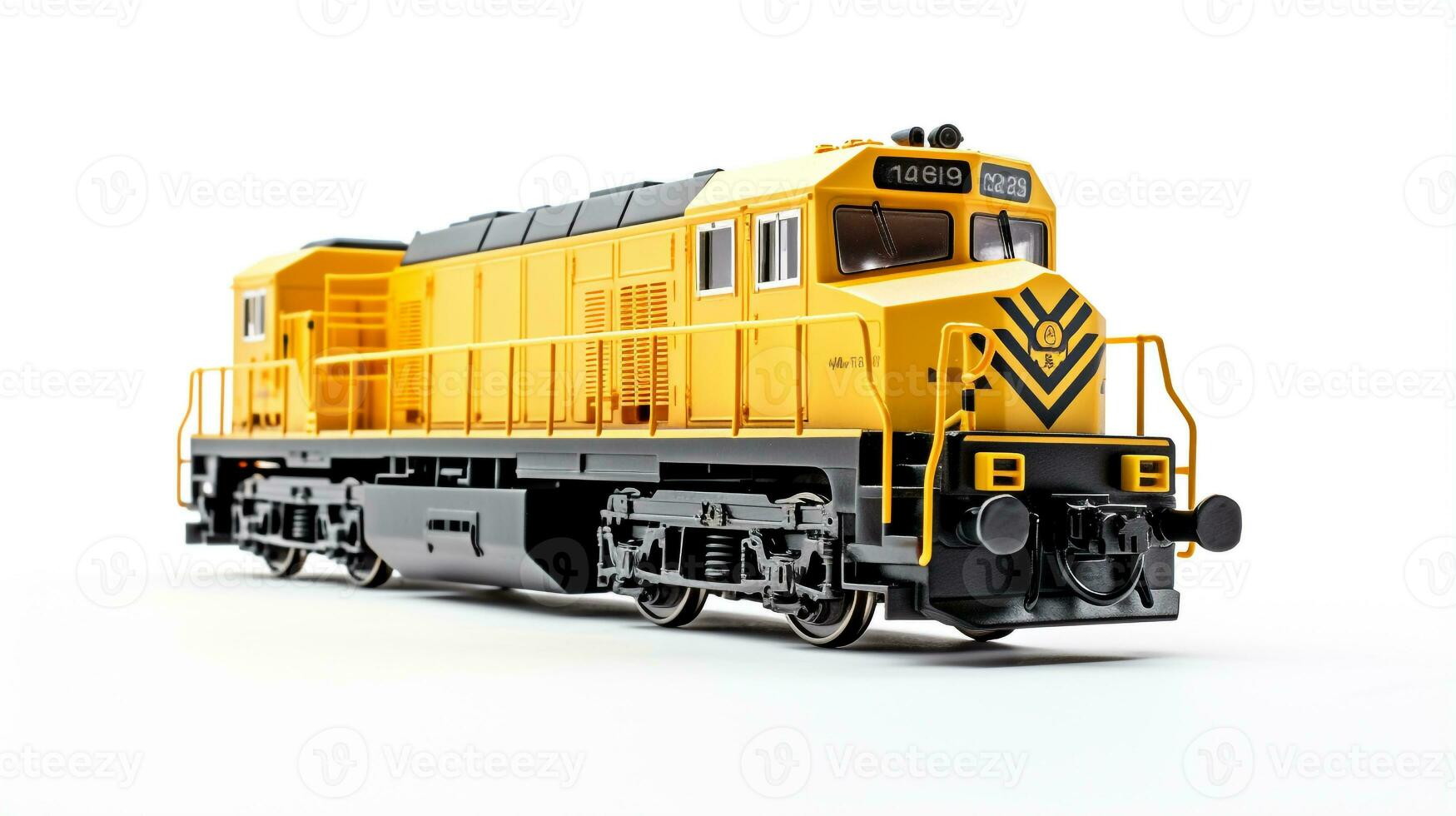 mostrando un 3d miniatura diesel locomotora. generativo ai foto