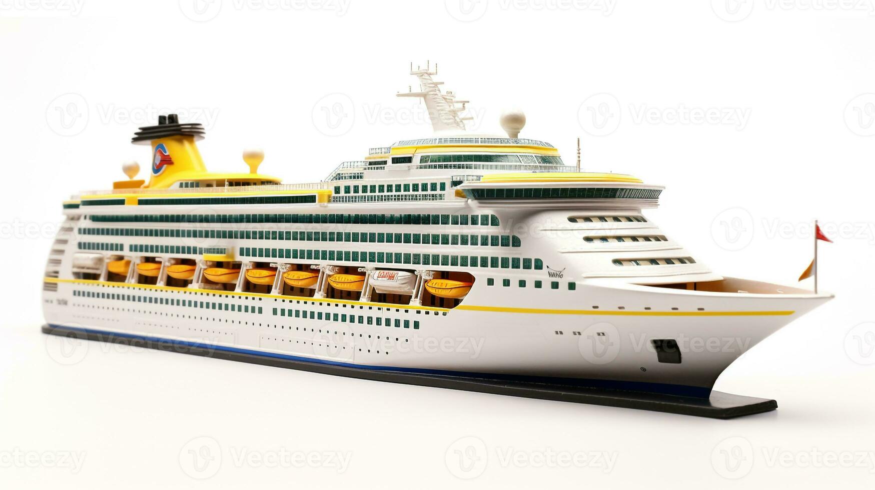 Displaying a 3D miniature Cruise Ship. Generative AI photo