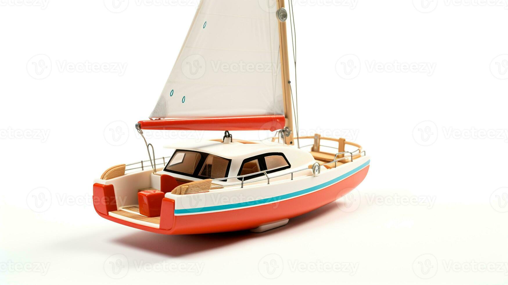 Displaying a 3D miniature Catamaran. Generative AI photo