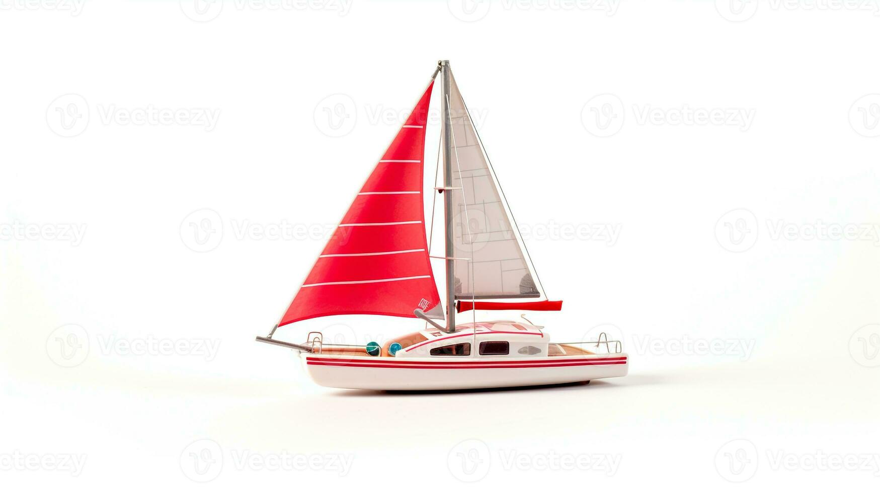 Displaying a 3D miniature Catamaran. Generative AI photo