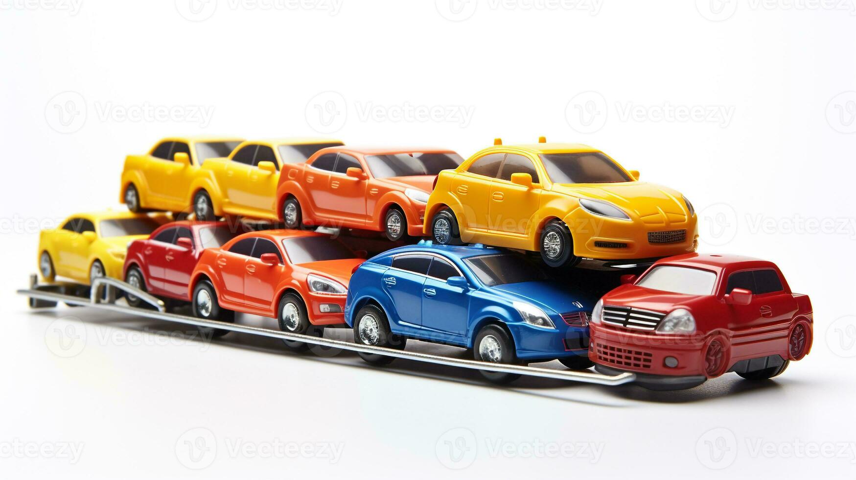 Displaying a 3D miniature Car Carrier. Generative AI photo