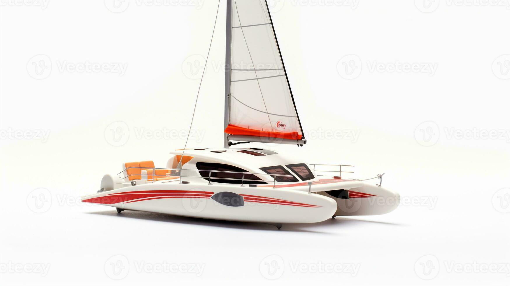 mostrando un 3d miniatura catamarán. generativo ai foto