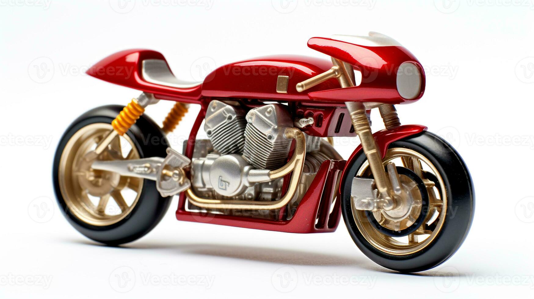 Displaying a 3D miniature Cafe Racer Motorcycle. Generative AI photo