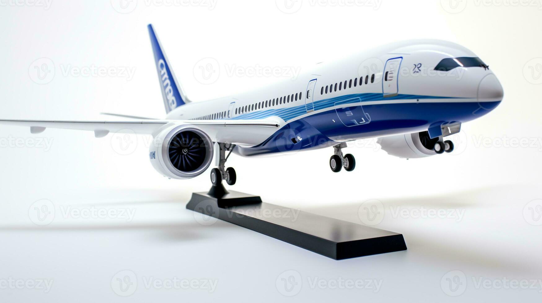 Displaying a 3D miniature Boeing 787 Dreamliner. Generative AI photo