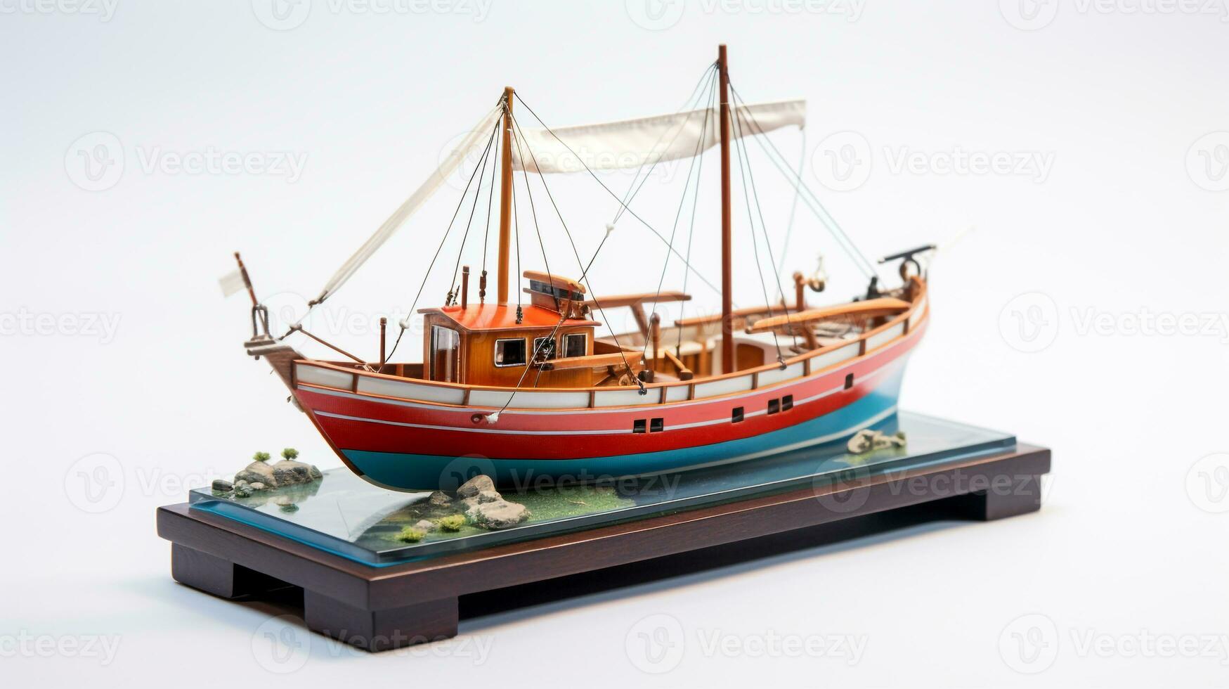 Displaying a 3D miniature Boat. Generative AI photo