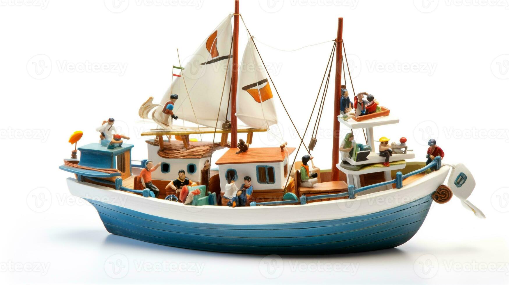 Displaying a 3D miniature Boat. Generative AI photo