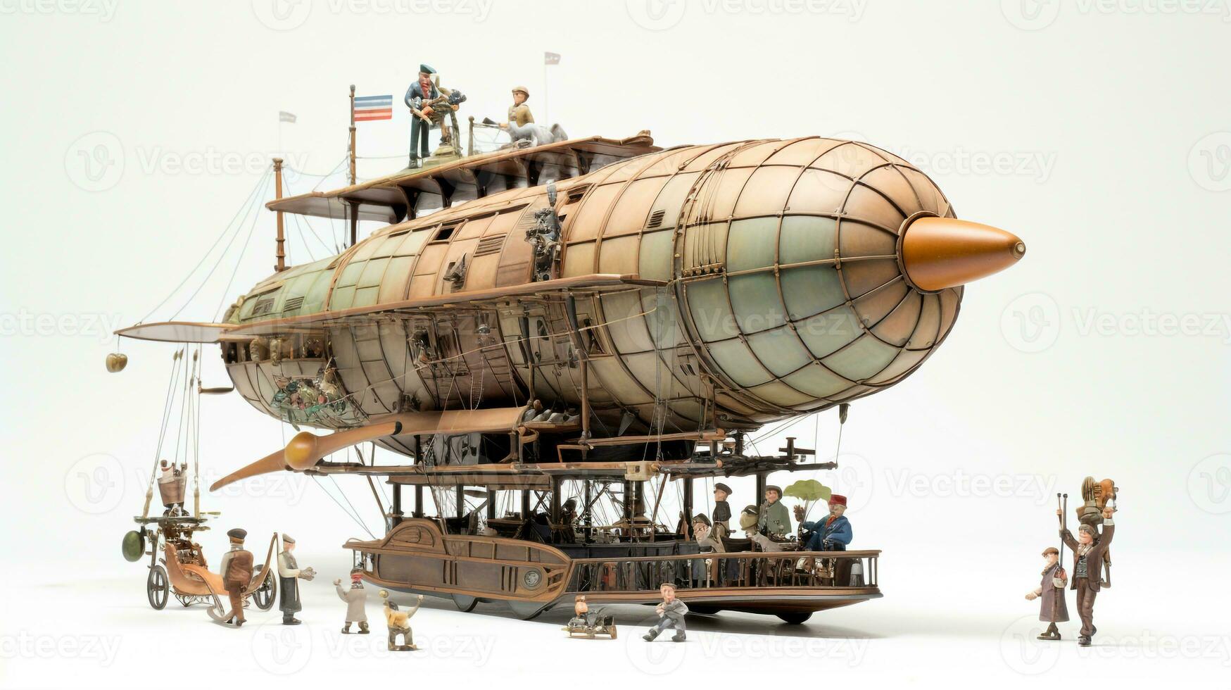 Displaying a 3D miniature Airship. Generative AI photo