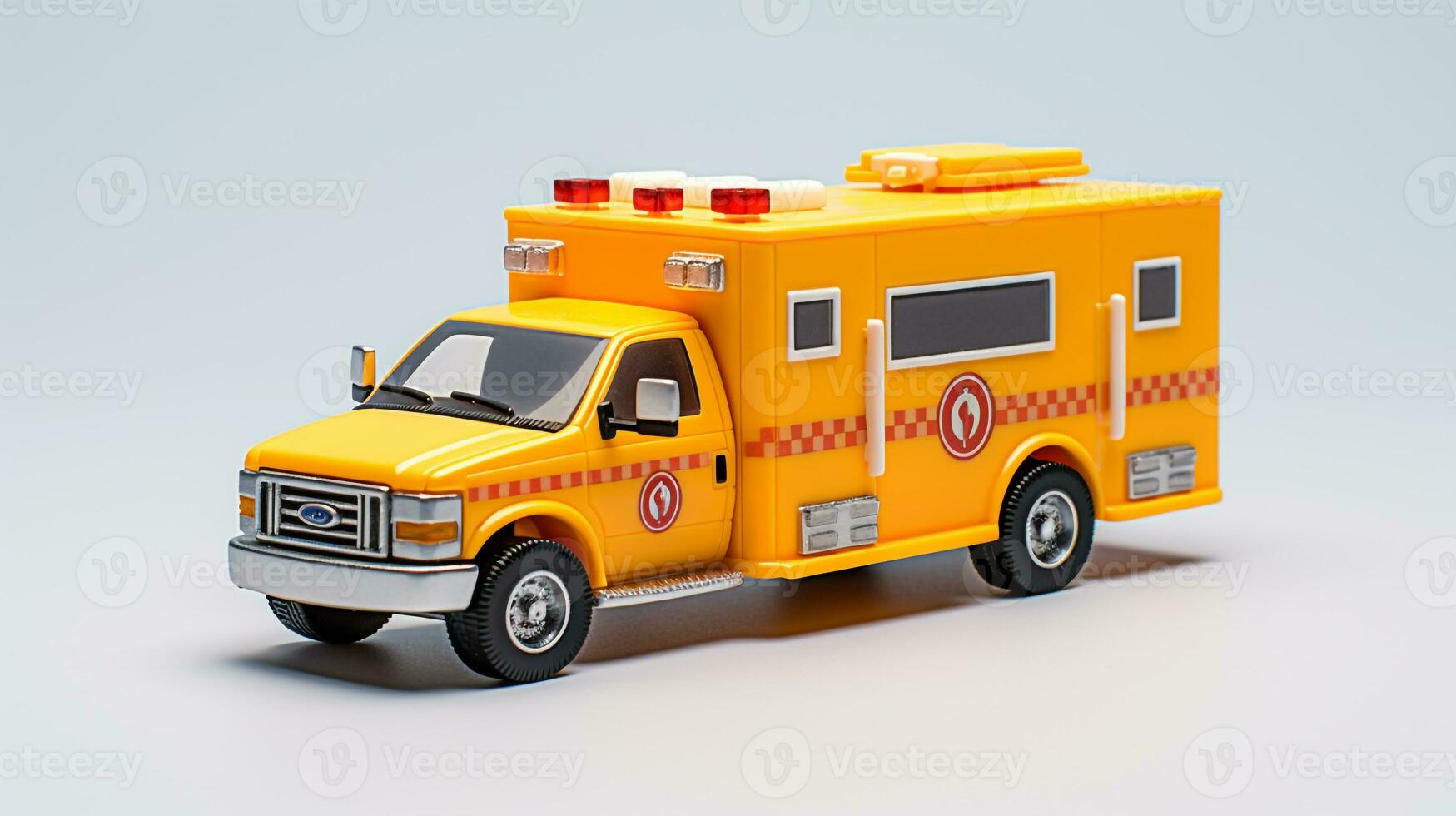 Displaying a 3D miniature Ambulance. Generative AI photo