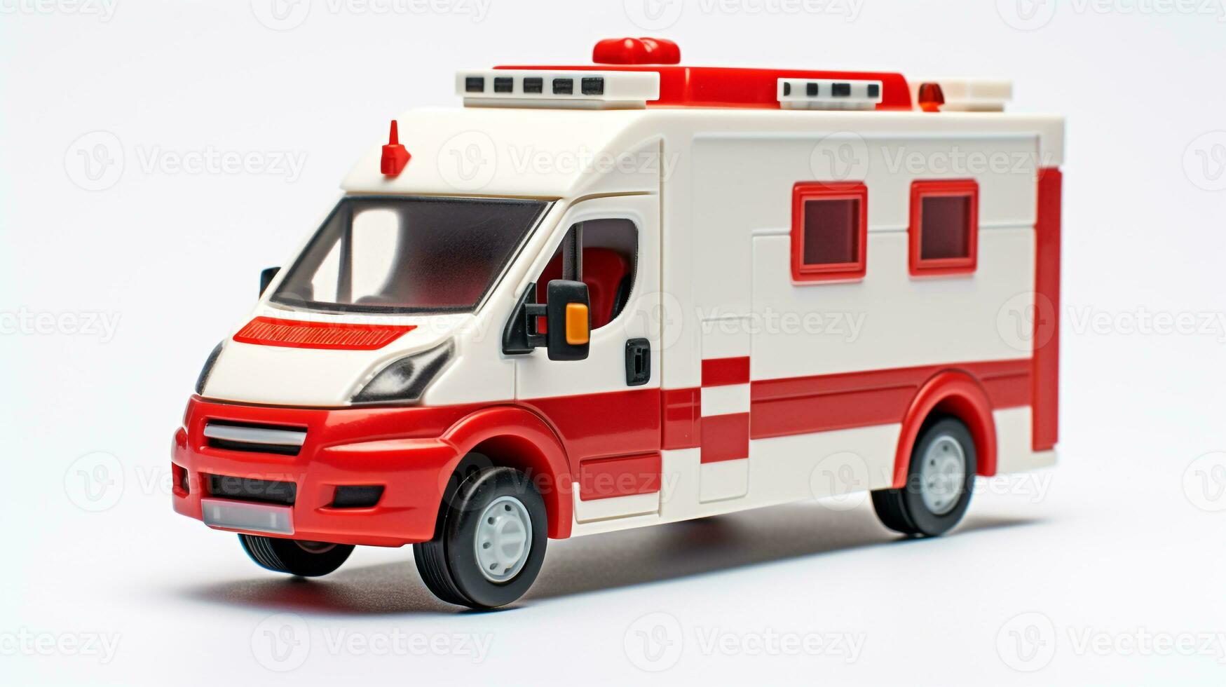 Displaying a 3D miniature Ambulance. Generative AI photo