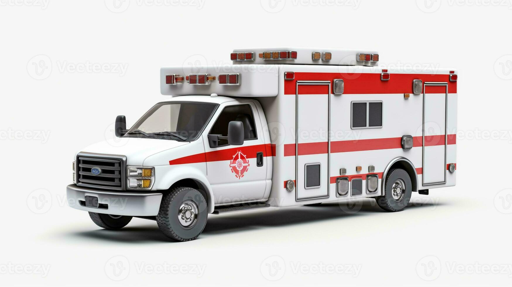 Displaying a 3D miniature Ambulance. Generative AI photo