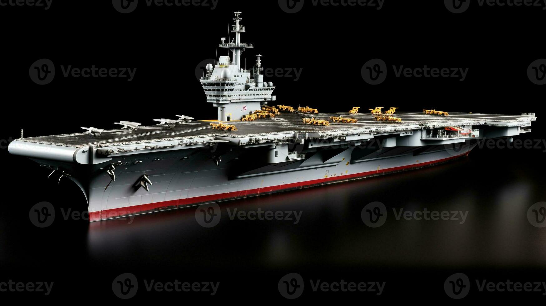 Displaying a 3D miniature Aircraft Carrier. Generative AI photo