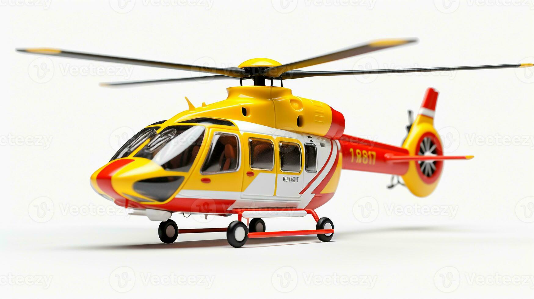 Displaying a 3D miniature Air Ambulance. Generative AI photo