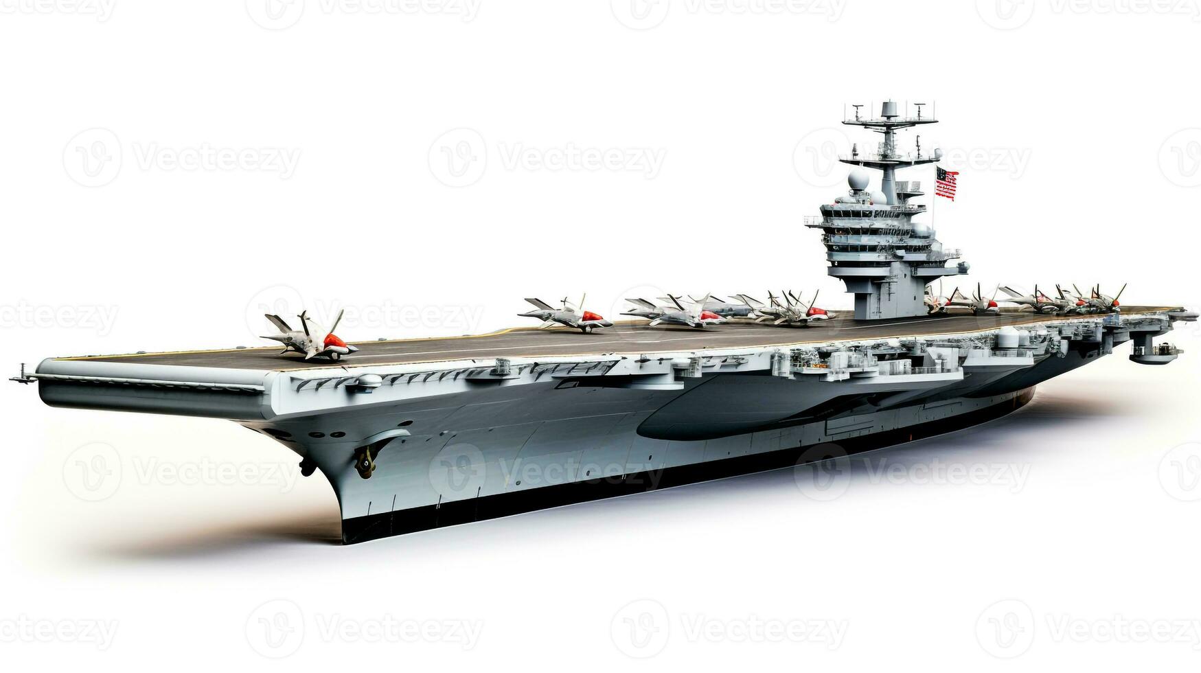 Displaying a 3D miniature Aircraft Carrier. Generative AI photo