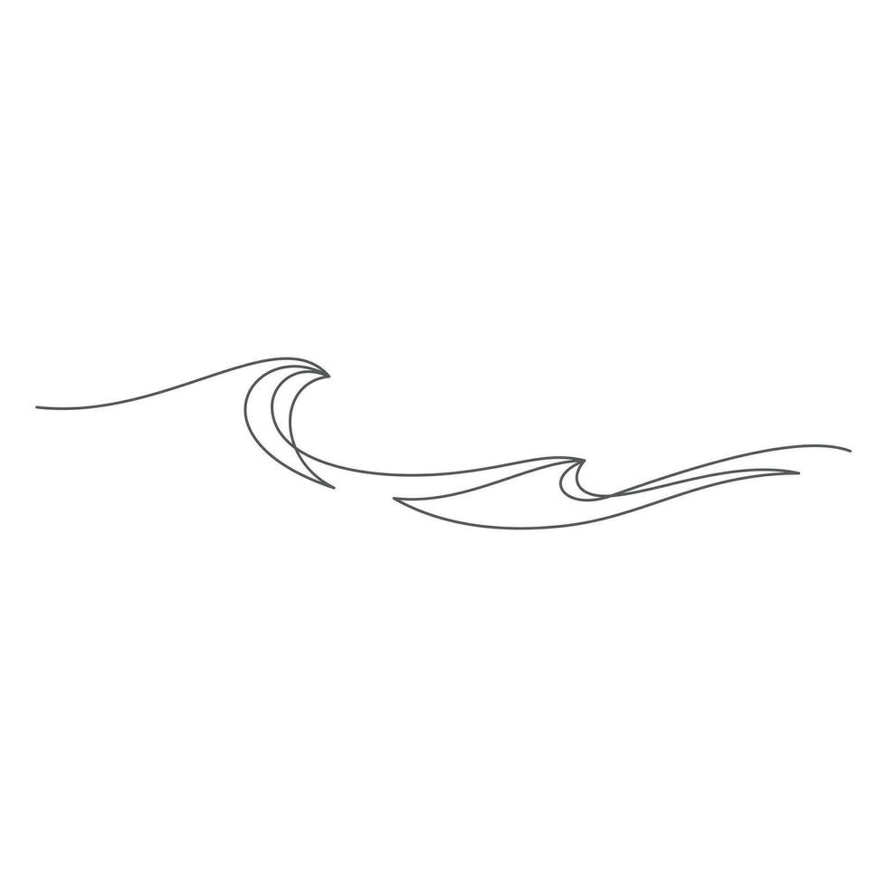 sea wave pattern one line minimalism concept thin line vector