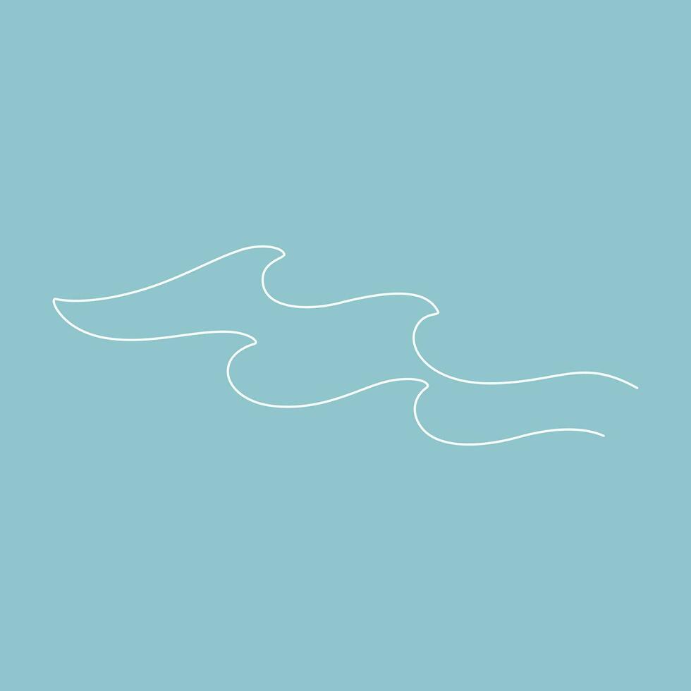 ocean wave pattern one line minimalism concept thin line vector