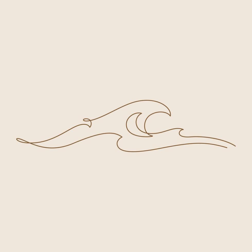 ocean wave ripple splashing line art minimal vector