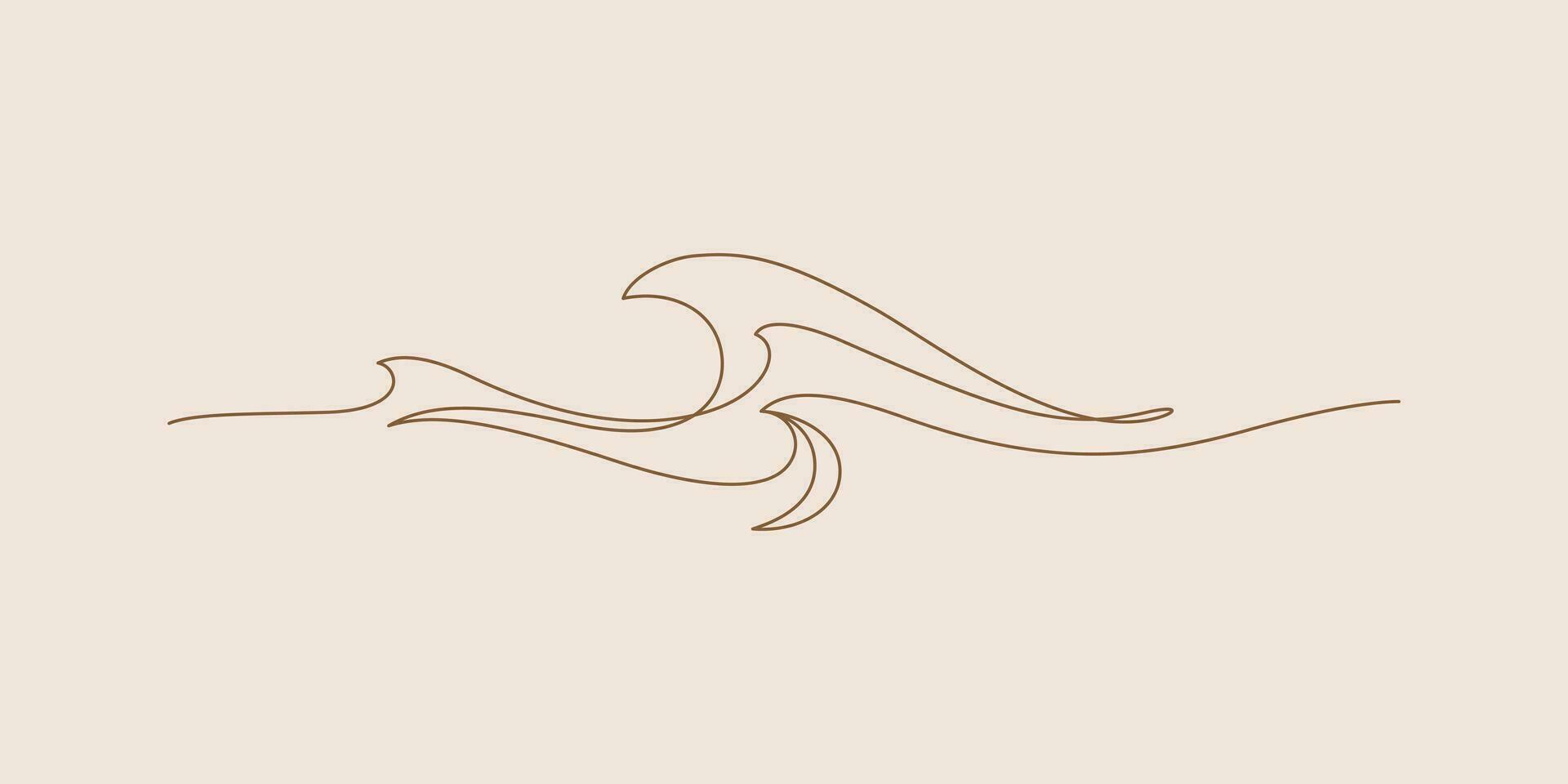 wave water one line minimalist style thin line vector
