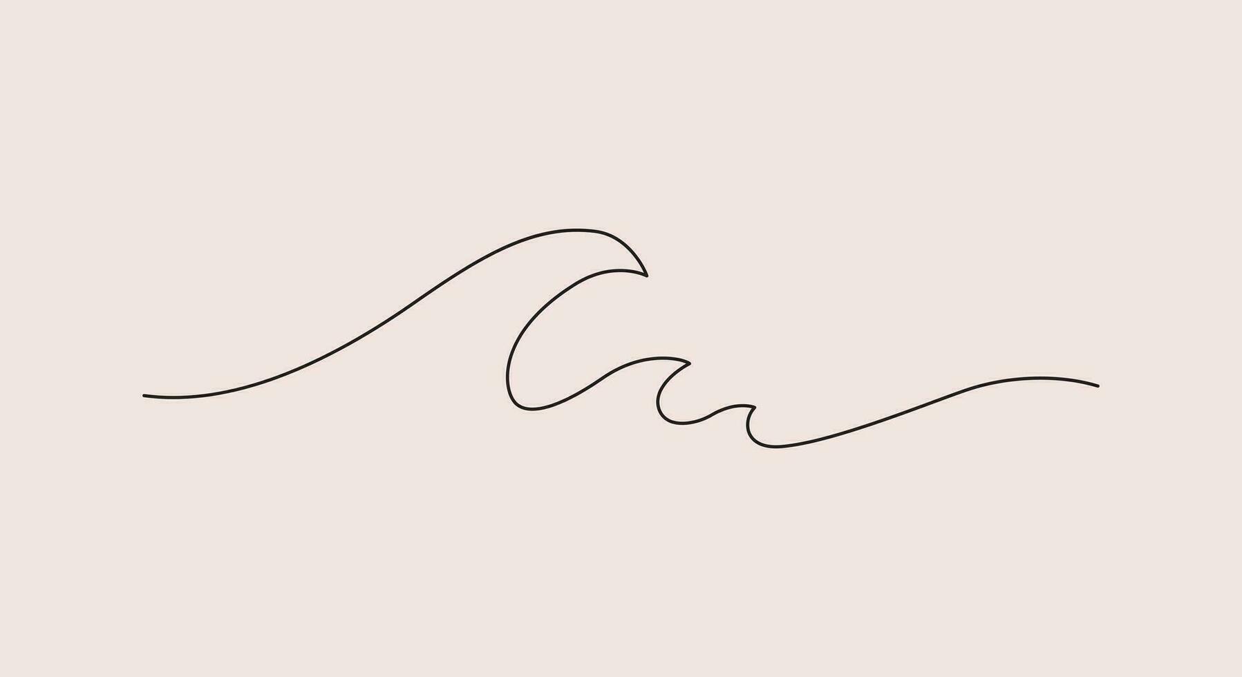 sea wave water one line minimalist style thin line vector