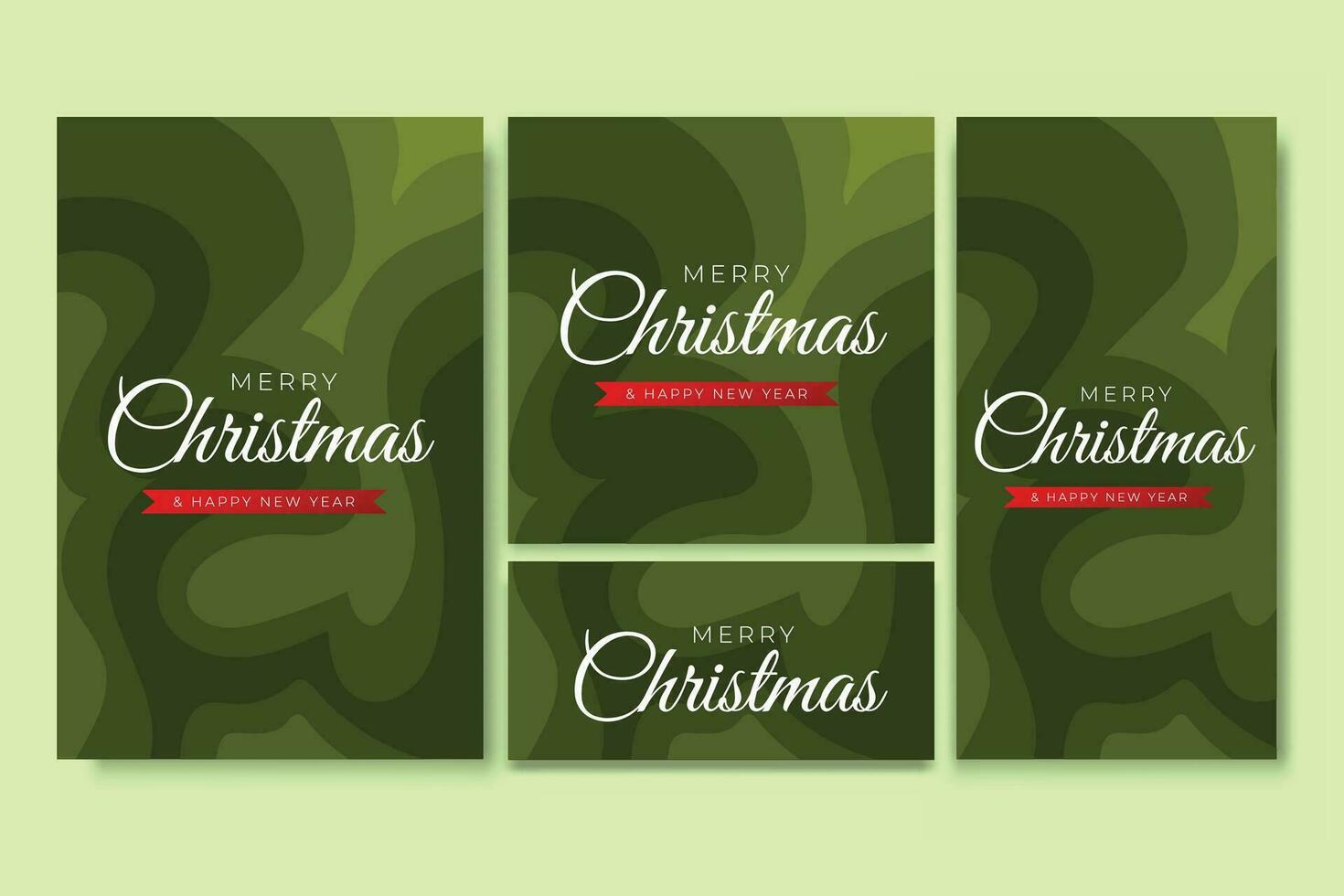 Merry Christmas Flyer and Social Media Bundle Set with Abstract Background Geometric vector