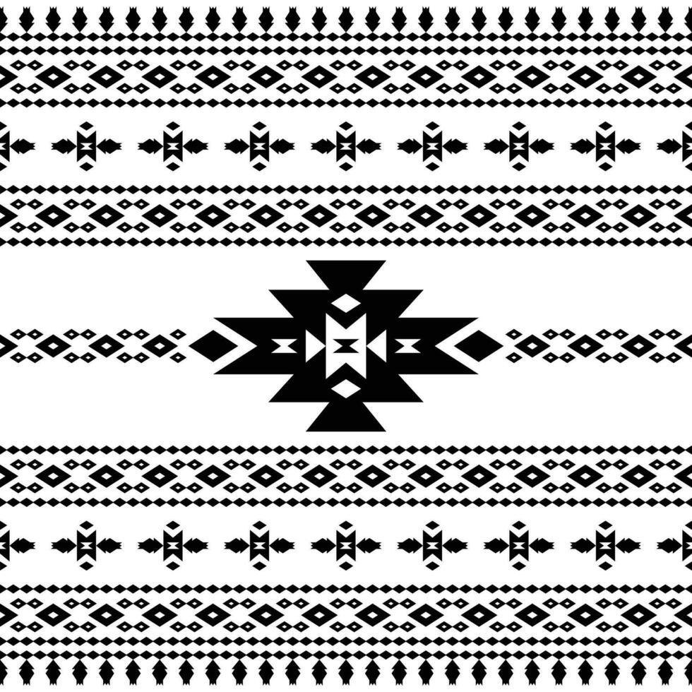 Abstract seamless tribal pattern with Native American motive in black and white. Background in ethnic style design for textile. vector
