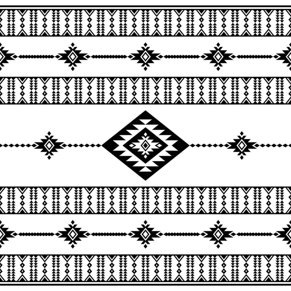 Seamless ethnic stripe pattern. Native traditional illustration design for textile. Aztec tribal style. Black and white color. vector