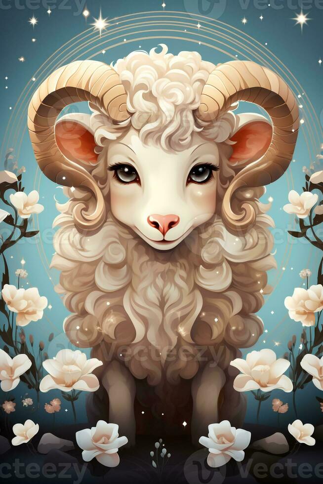 Aries zodiac sign cute cartoon photo