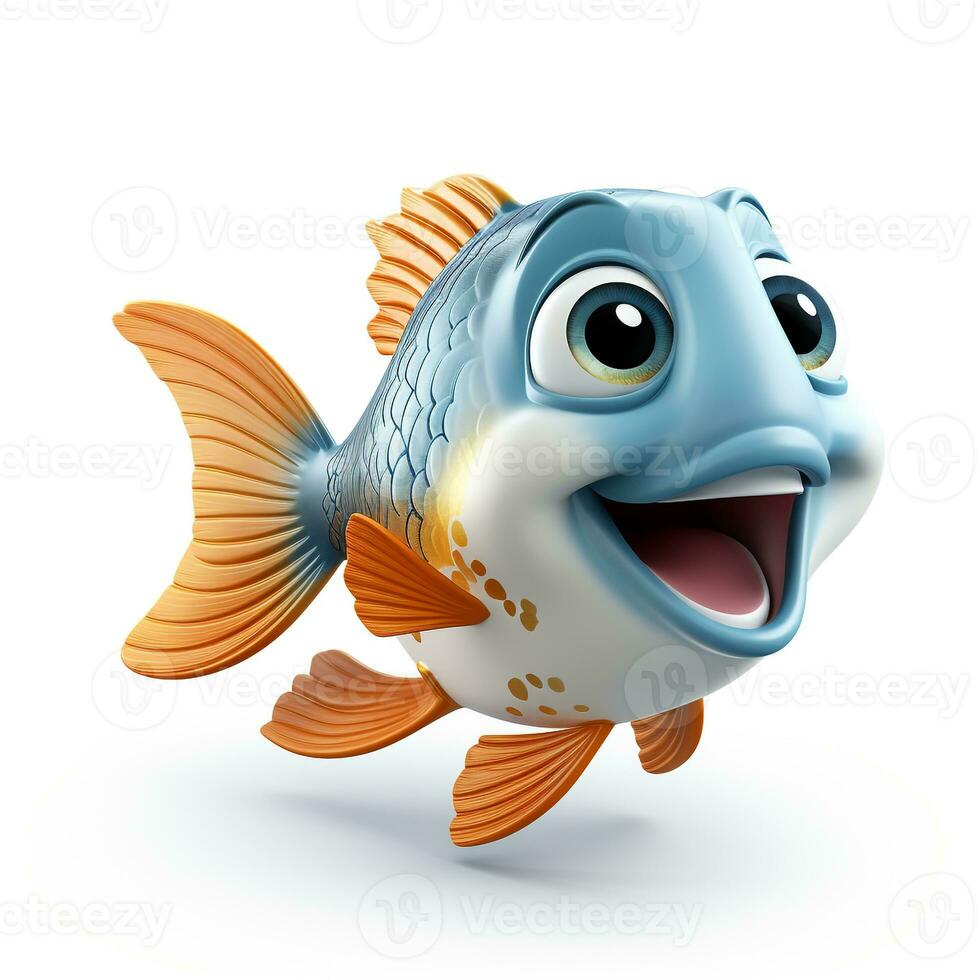 Cute 3D cartoon fish ai photo