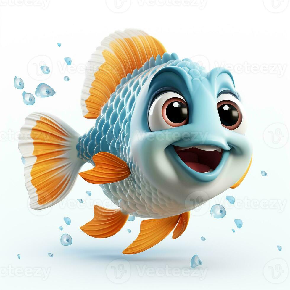 Cute 3D cartoon fish ai photo