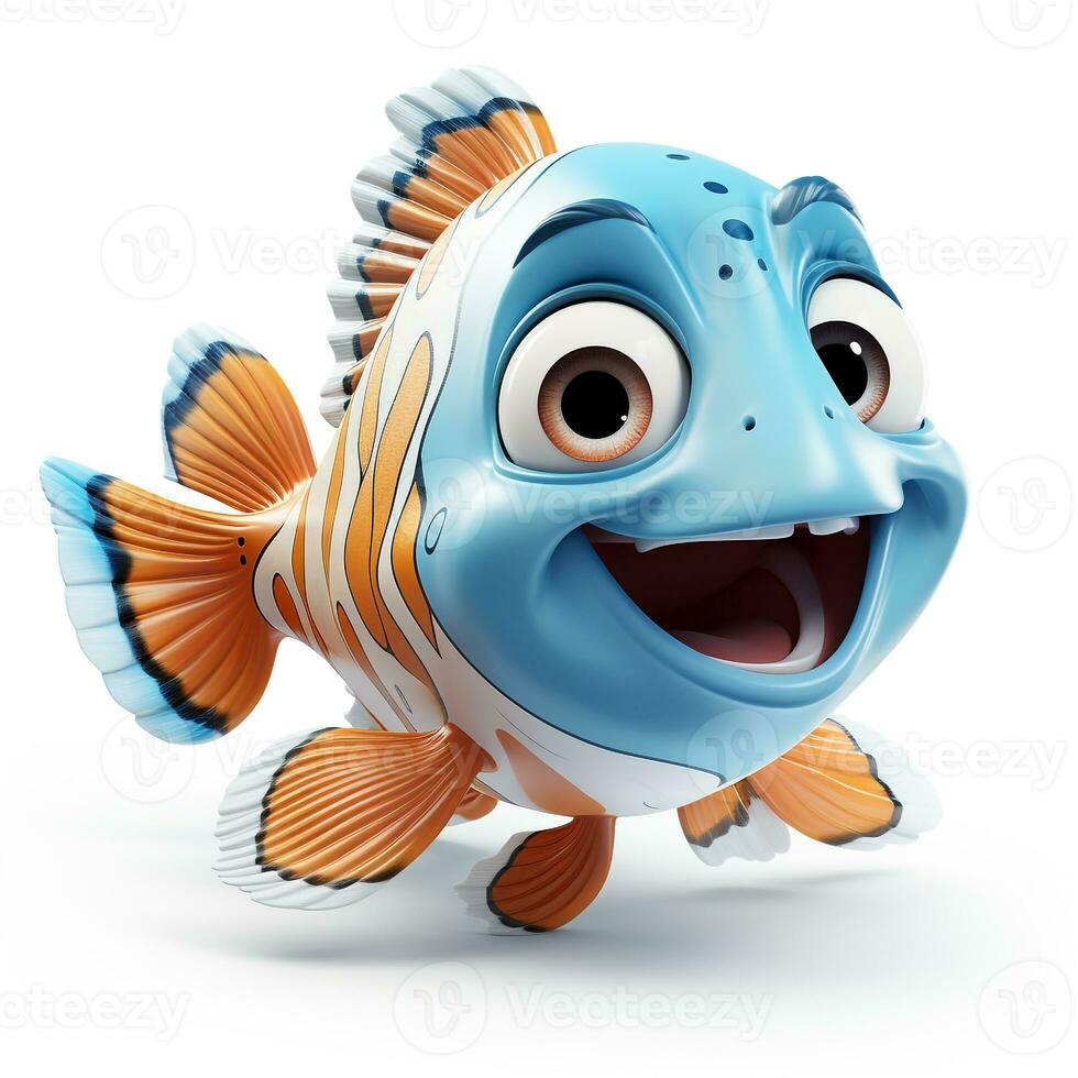 Cute 3D cartoon fish ai photo