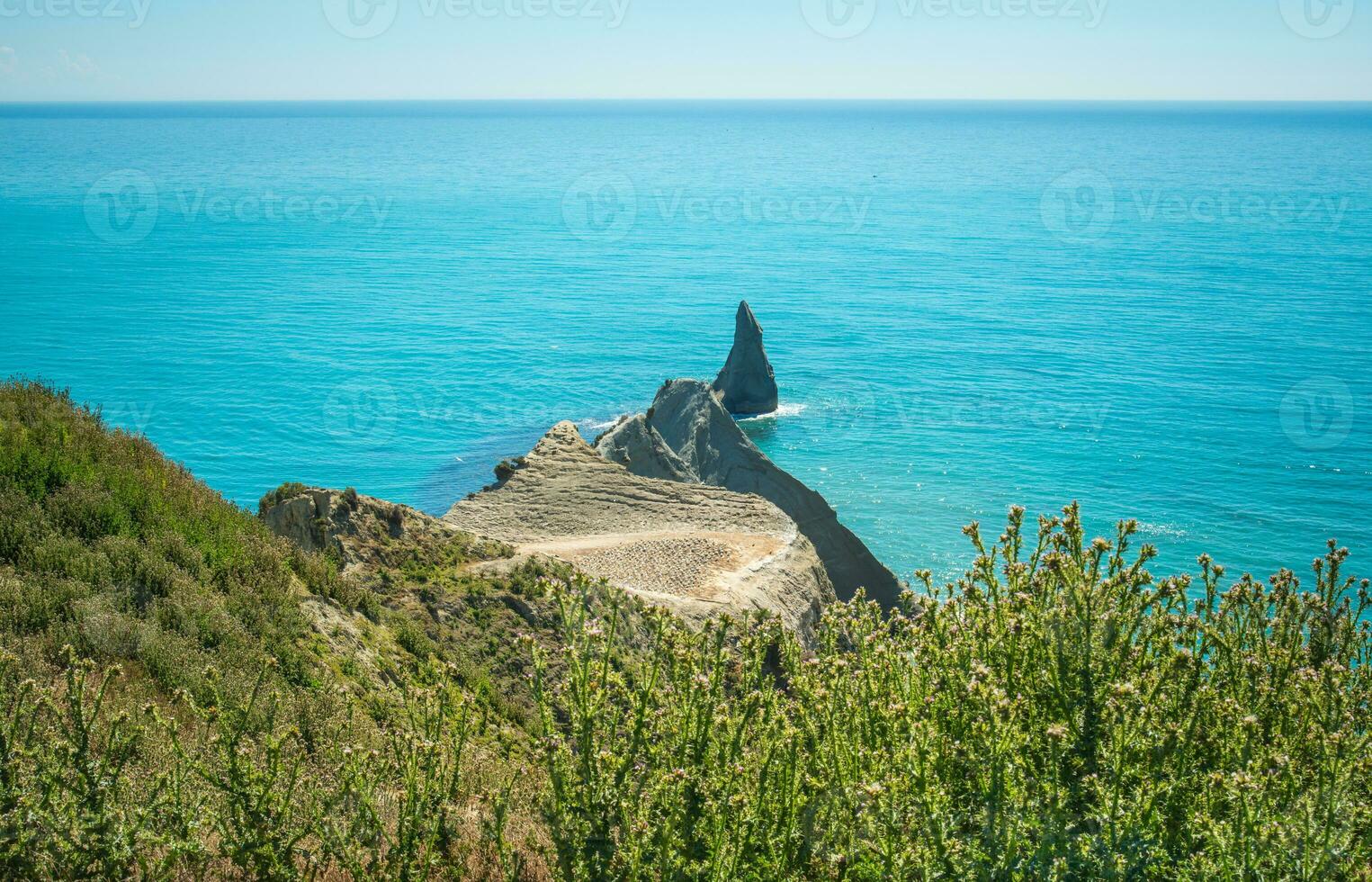 The scenery view of Cape Kidnappers an iconic famous landscape of Hawke's Bay region, New Zealand. The cape has been identified as an Important Bird Area. photo