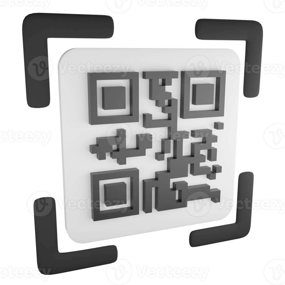 Scan QR code clipart flat design icon isolated on transparent background, 3D render digital symbol and online shopping concept png