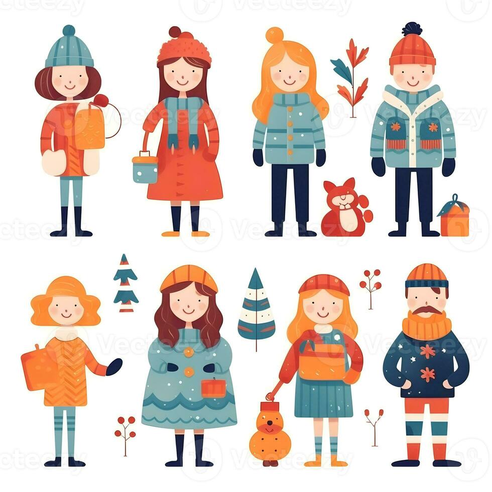 christmas people element object isolated background holiday design illustration generative Ai. photo